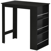 HOMCOM Modern Bar Table for Kitchen, Dining Room, Living Room - Black-3-tier shelf provides ample storage for keeping things within reach