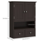 kleankin Bathroom Wall Cabinet with Shelf and Drawers - Brown-Made of MDF for robust construction