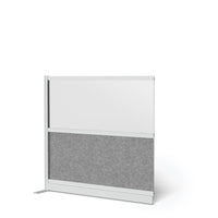 Luxor Modular Wall Extension - 53" W x 48" H - Wide Grey Frame, Frosted Acrylic, Cool Grey PET-Creates semi permanent privacy in shared spaces
