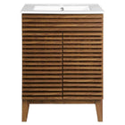 Modway Render 24" Bathroom Vanity - Walnut/White-8" Widespread Holes