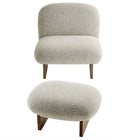Modway Loyal Boucle Fabric Accent Chair and Ottoman Set - River Rock Walnut-8