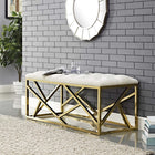 Modway Intersperse Bench - Gold/Ivory-Gold or Silver Stainless Steel Base