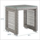 Modway Aura Outdoor Patio Wicker Rattan Side Table - Grey-Grey Synthetic PE Wicker Rattan