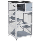 PawHut Catio 34" L Outdoor Cat House on Wheels - Grey-Combines cat ramps, sleeping boxes, hammocks, and platforms 