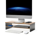 ShoppingAll 2-Tiers Wooden Monitor Stand Riser with Storage Organizer - Walnut - 5 Pack-Spacious 2-Tier Storage: Measuring at 50x24x13.8cm (approximately 19.7x9.4x5.4 inches), this monitor riser offers ample space on two levels, ensuring all your essentials, from keyboards to stationery, are easily accessible yet out of the way.