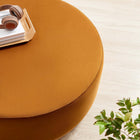 Modway Tilden Large 38" Round Performance Velvet Upholstered Ottoman - Rust/Natural-Rubberwood Plinth Base