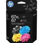 HP 67 Colour/67XL Black Ink Cartridge, 2 Pack-Cyan, magenta, yellow/black ink