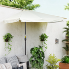 Outsunny Half Patio Umbrella with Crank and Vent - 7.5' - Cream White-Convenient set up and take down with the crank handle