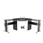 HOMCOM 68.9" L-Shaped Corner Computer Desk with Sliding Keyboard CPU Stand - Black-Sleek modern design is ideal for home, dorm room, or office use