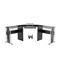 HOMCOM 68.9" L-Shaped Corner Computer Desk with Sliding Keyboard CPU Stand - Black-Sleek modern design is ideal for home, dorm room, or office use