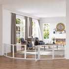 PawHut Wooden Freestanding Pet Gate with 6 Panels and 2 Support Feet - White-This dog fence can be completely folded up for easy storage 