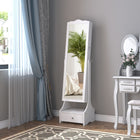 HOMCOM Standing Mirror Jewelry Cabinet - 17.75" L x 14.25" W x 59" H - White-4 adjustable angles of the mirror to find the best view 