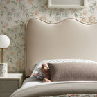 Modway Athena Stain-Resistant Performance Velvet Twin Size Headboard - Almond-Wood Blend Frame
