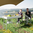 Outsunny 3.5ft Folding Ice Cooler Table with Drain-Fill the built-in sink with ice for cooling your food