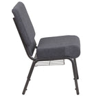 Flash Furniture HERCULES Series 21"W Church Chair with Book Rack & Silver Vein Frame - Dark Grey Fabric-Durable Dark Grey Fabric Upholstery