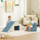 Qaba Climbing Foam Blocks for Toddlers - Soft Play Foam - Blue - Set of 2-High-density PU foam, soft velvet cover, safe for baby skin 