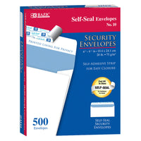 BAZIC Products #10 Self-Seal Security Envelopes - Pack of 500-Envelope Size #10 (4-1/8 x 9-1/2 in) (10.4 x 24.1 cm)
