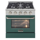 Kucht 30" KNG Series Pro Style Propane Gas Range - Stainless Steel/Green-This 4-burner gas range includes two 15,000 BTU burners and two 9,000 BTU burners