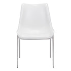 Zuo Magnus Dining Chair - White/Silver - Set of 2-Plush and durable faux leather fabric