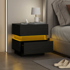 HOMCOM Nightstand with Charging Station and LED Light - Black-Two drawers offer storage space for bedtime essentials