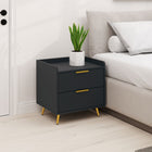 HOMCOM Bedside Table with Gold Metal Legs for Bedroom - Black-Two drawers and a flat tabletop mean plenty of storage