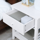 HOMCOM Modern 13.8" Nightstand - White-Side panels feature decorative vertical lines