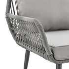 Manhattan Comfort Cannes Modern Patio 2-Person Seating Group 3-Piece Set with End Table - Grey-Unique Table Top Rounded Edges 