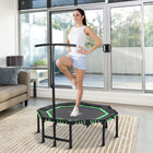 Soozier 48" Silent Mini Trampoline with Adjustable Handle Bar - Green-Soft and durable jumping mat 