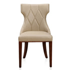 Manhattan Comfort Reine 19.7" Traditional Faux Leather Upholstered Dining Chairs - Cream and Walnut - Set of 2-Elegant Diamond Stitching