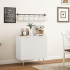 HOMCOM 31.5" L Sideboard Buffet Cabinet - White-Elevated metal legs facilitate easy cleaning