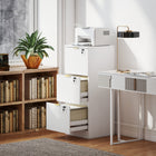 HOMCOM 3-Drawer Fluted Vertical Letter/A4 Filing Cabinet with Lock - White-Silent drawer glides for a peaceful workspace
