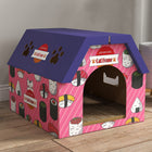 PawHut 2-in-1 Cat Scratcher House with Scratching Pad and Grass - Pink-Colour: Purple, Pink 