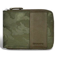 Champs Camo Leather Zip Around Wallet - Green-Leather Zip around wallet in gift box