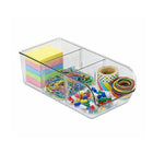 Azar Small Stackable Plastic Storage Bin - Clear - 4 Pack-Open-front access for convenience