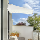 Outsunny Half Patio Umbrella with Crank and Vent - 7.5' - Cream White-Made of strong metal frame with superior strength