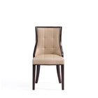 Manhattan Comfort Fifth Avenue 18.5" Traditional Faux Leather and Velvet Upholstered Dining Chair - Tan - Set of 2-Standard 4-Leg Base
