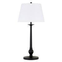 Hudson&Canal Wilmer 28" Tall Table Lamp with Fabric Shade - Blackened Bronze/White-Modern and contemporary design for your living room, workspace, or bed side table