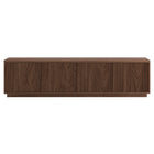 Hudson&Canal Hanson TV Stand for TV's up to 85" - Satin Walnut-A transitional design accommodates TVs up to 85" for your entertaining space