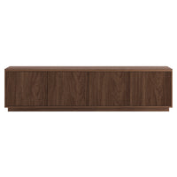 Hudson&Canal Hanson TV Stand for TV's up to 85" - Satin Walnut-A transitional design accommodates TVs up to 85" for your entertaining space