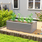 Outsunny Galvanized Raised Garden Bed - Light Grey-Galvanized steel structure ensures durability and long-lasting performance  
