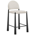 Modway Hayley Upholstered Fabric Counter Stools 2-Piece Set - Black/Cream-Tapered Metal Legs with Foot Rest