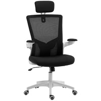 HOMCOM Ergonomic Office Chair with Adjustable Headrest - Black-Get customized support with an adjustable headrest and 2D lumbar support for comfort