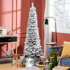 HOMCOM 6' Snow-Flocked Pencil Artifical Christmas Tree - Black-Artificial Christmas tree designed to resemble a realistic tree 