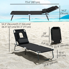 Outsunny Adjustable Outdoor Lounge Chair with Face Hole and Pillow - Black-Removable face and chest pillows provide maximum face-down support
