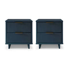 Manhattan Comfort Granville 18.11" Modern 2-Drawer Nightstand 2-Piece Set - Midnight Blue-Modern-Contemporary with a taste of Glam - Nightstand for Bedroom and Living Room Use. Set of 2