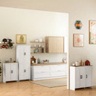 HOMCOM Modern 35.4" L Buffet Cabinet with Storage - White-Colour: White, Natural