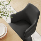 Modway Lippa Swivel Dining Vegan Leather Armchair - Black Black-Fixed Seat Cushion