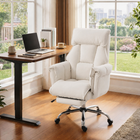 HOMCOM Executive Reclining Office Chair with Footrest and Headrest - Cream White-3-level reclining backrest (105°, 120°, and 135°) provides comfort