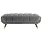 Modway Adept 47.5" Performance Velvet Bench - Grey-Some Assembly Required