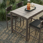 Modway Eleni 5-Piece Outdoor Teak Wood Bar Set - Weathered Grey Flint-Removable Cushions